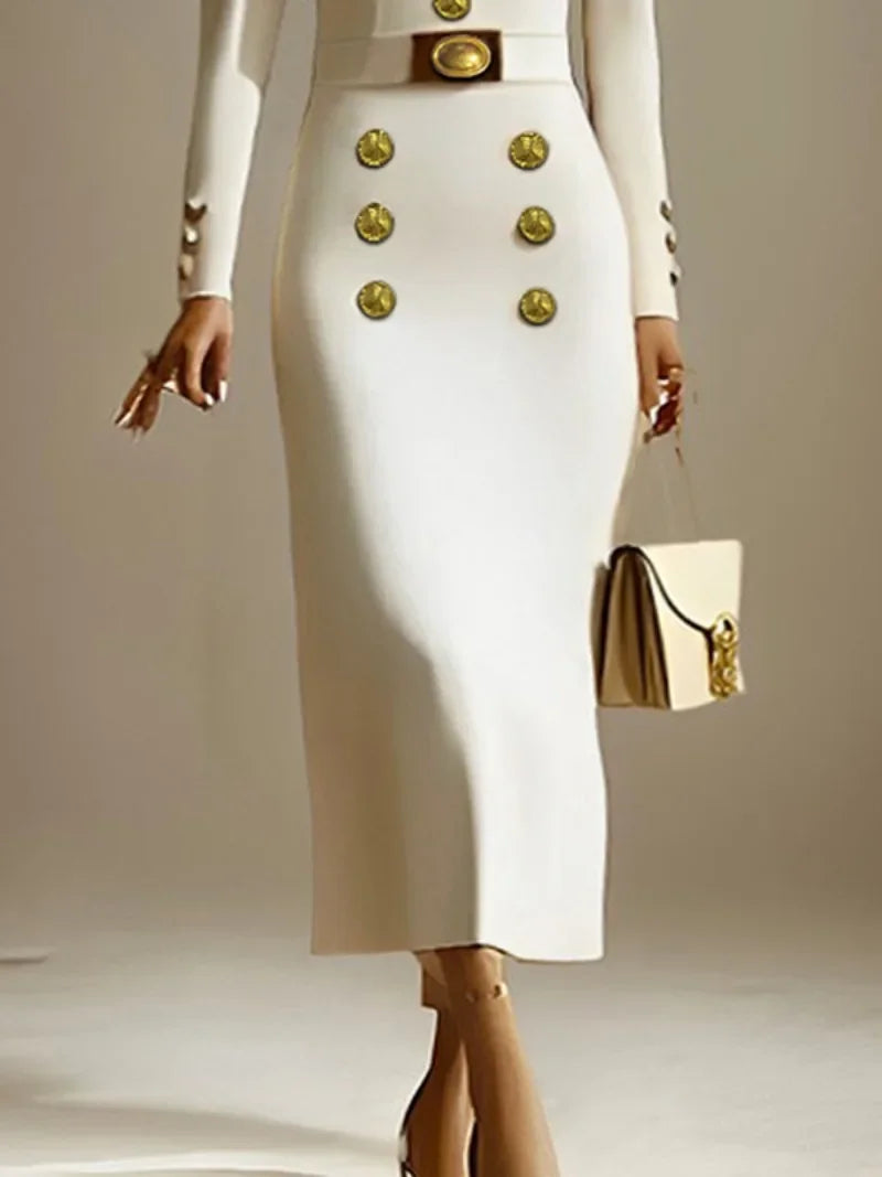 Lucinda Contoured Button Midi Dress