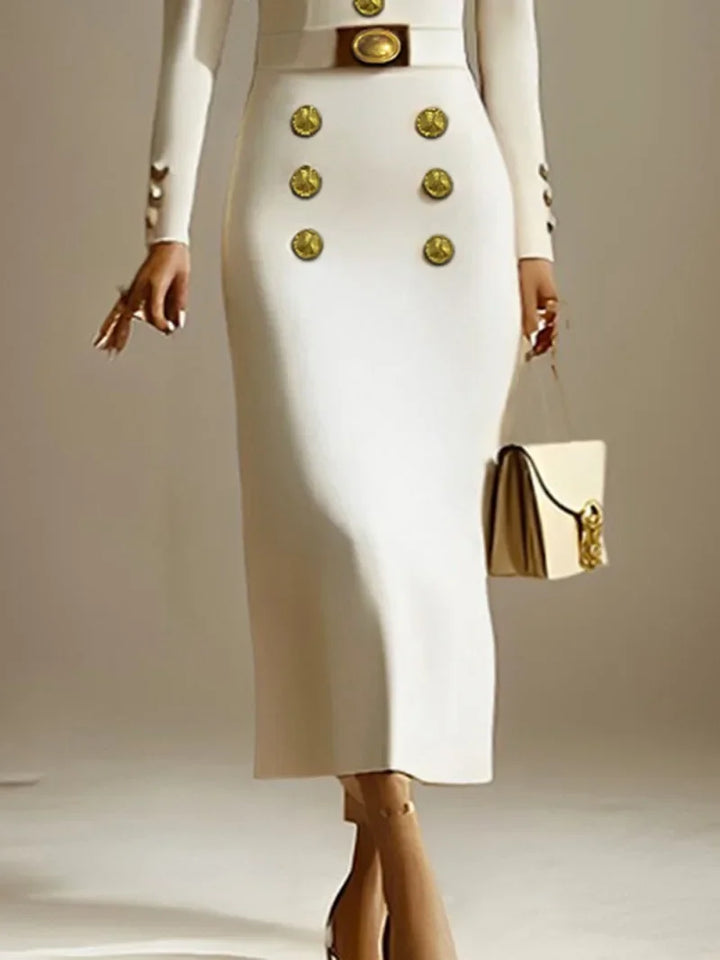 Lucinda Contoured Button Midi Dress