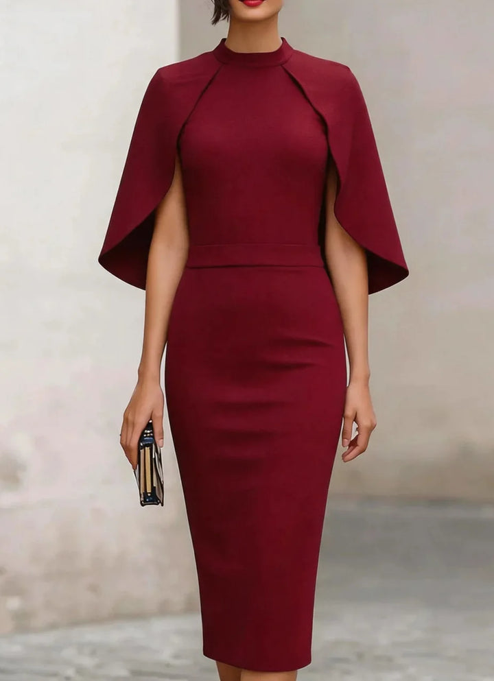 Bianca Cape Sleeve Semi Formal Dress