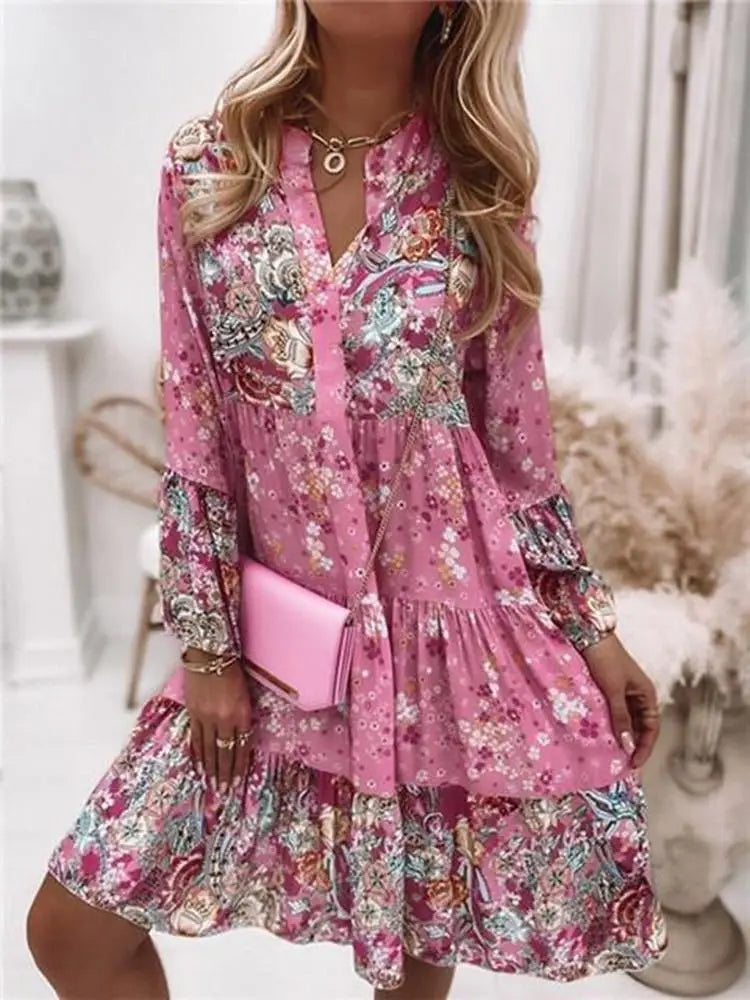 Vivian Boho Floral Mini Dress