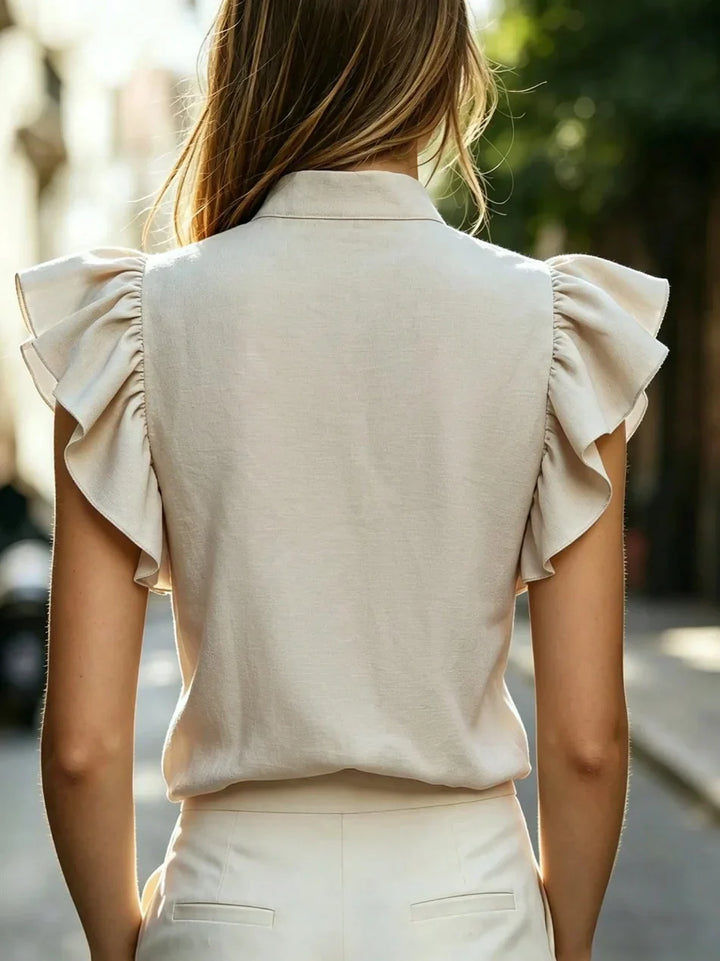 Elora  Ruffle Sleeve V Neck Blouse