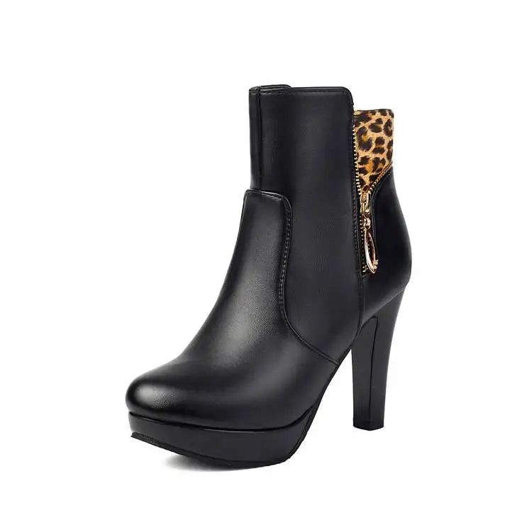 Maren Leopard Panel Ankle Boots