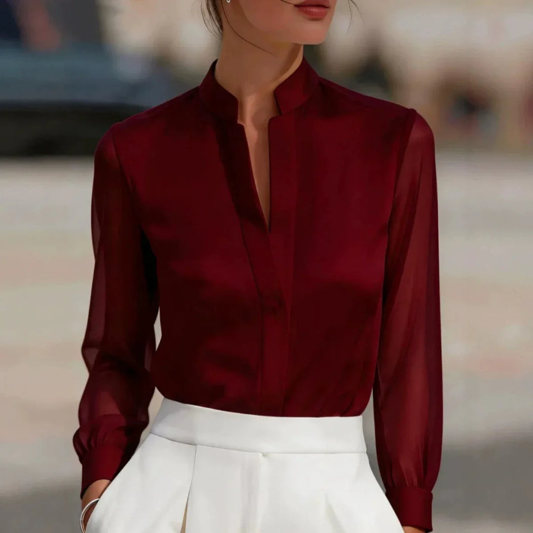 Ainsley Satin Sheer Blouse