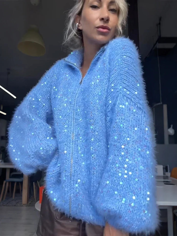 Thalassa Sequin Zip Cardigan