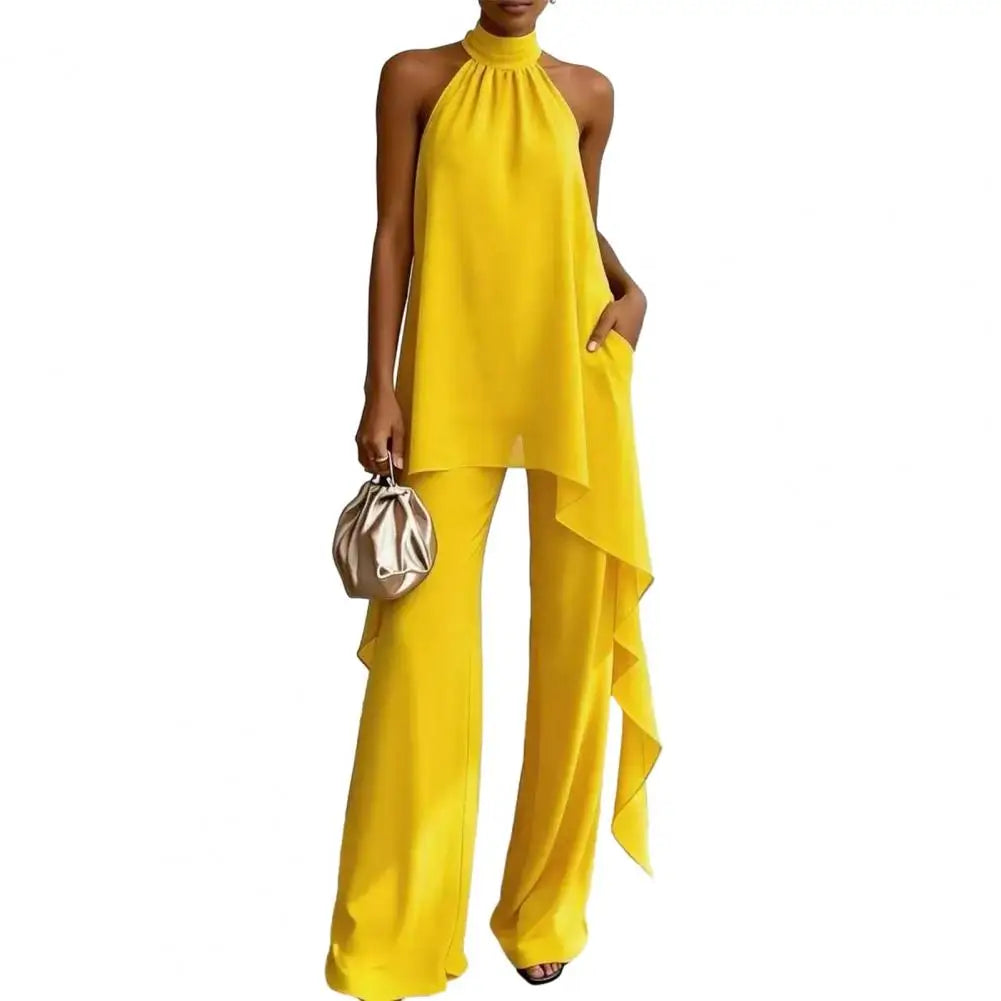 Jessenia Draped Sleeveless Chiffon Matching Set