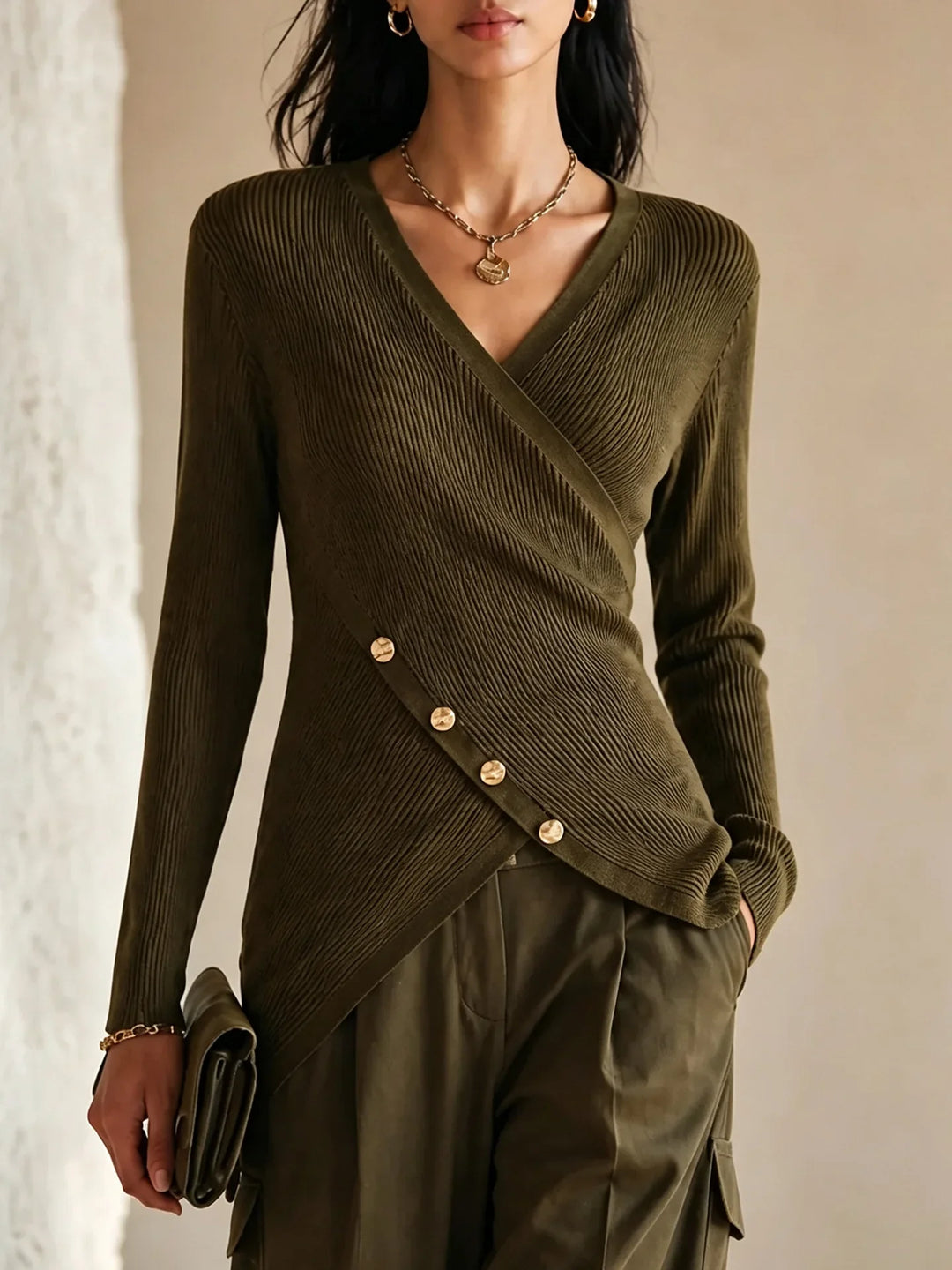 Adalina V Neck Ribbed Sweater