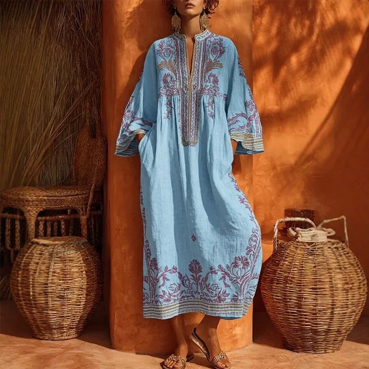 Leonie Bohemian Short Sleeve Maxi Dress
