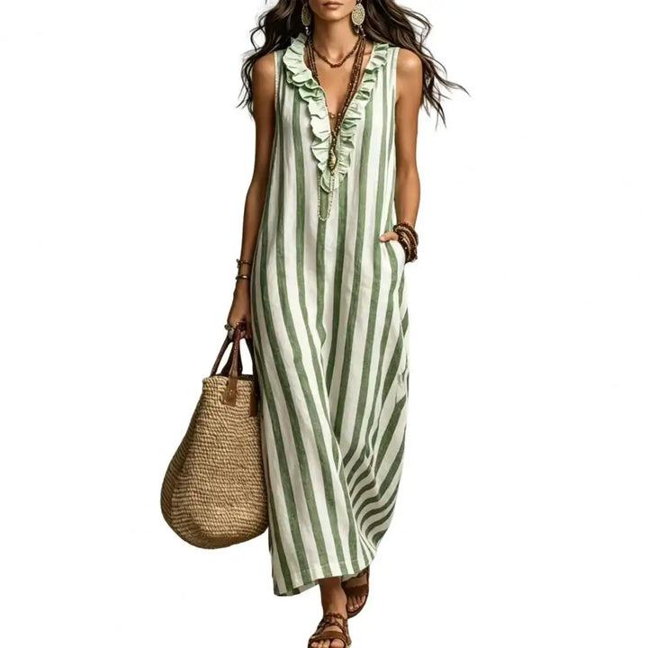 Renata Striped Linen Maxi Dress