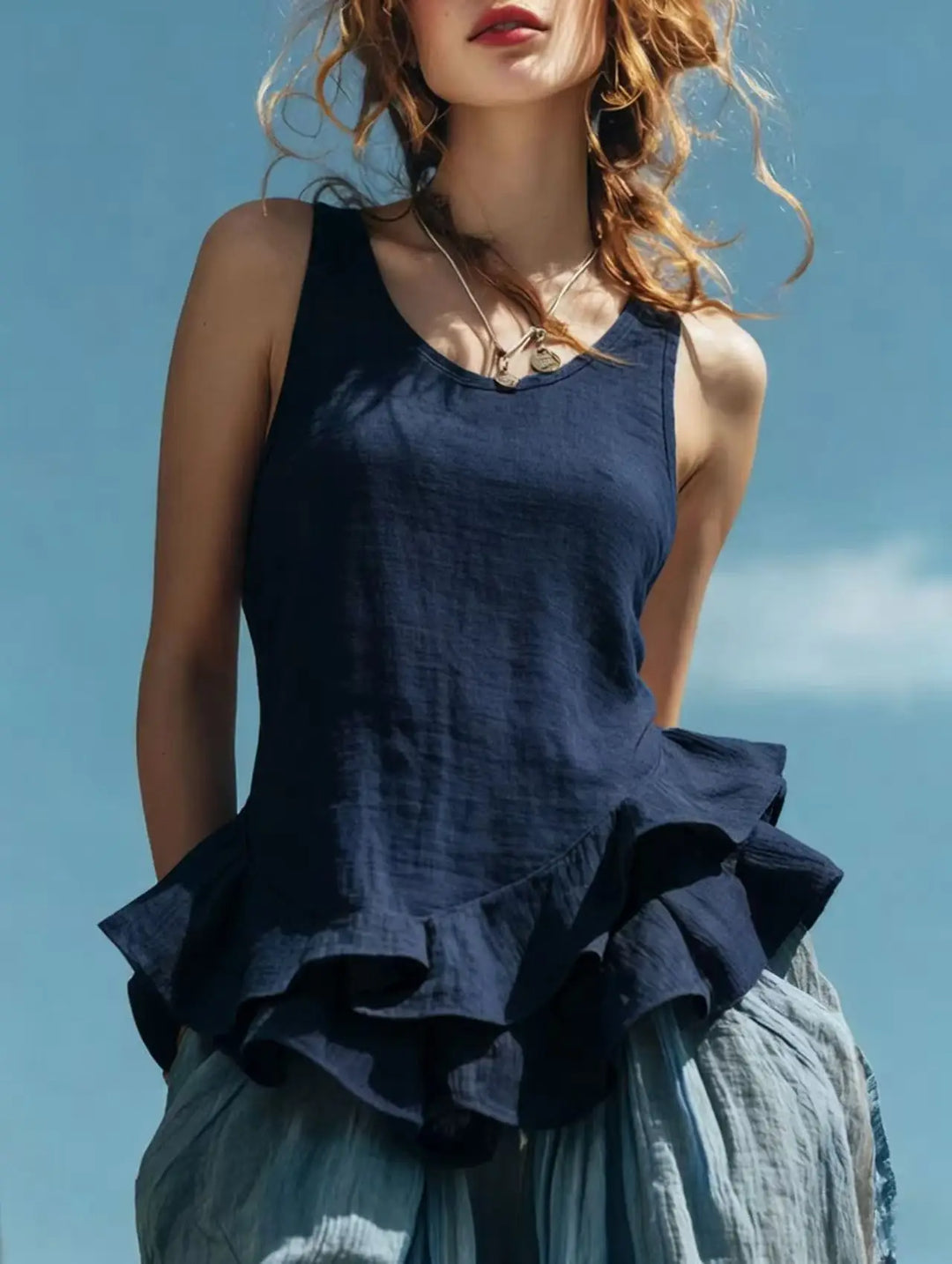 Andrea Ruffle Hem Tank Top