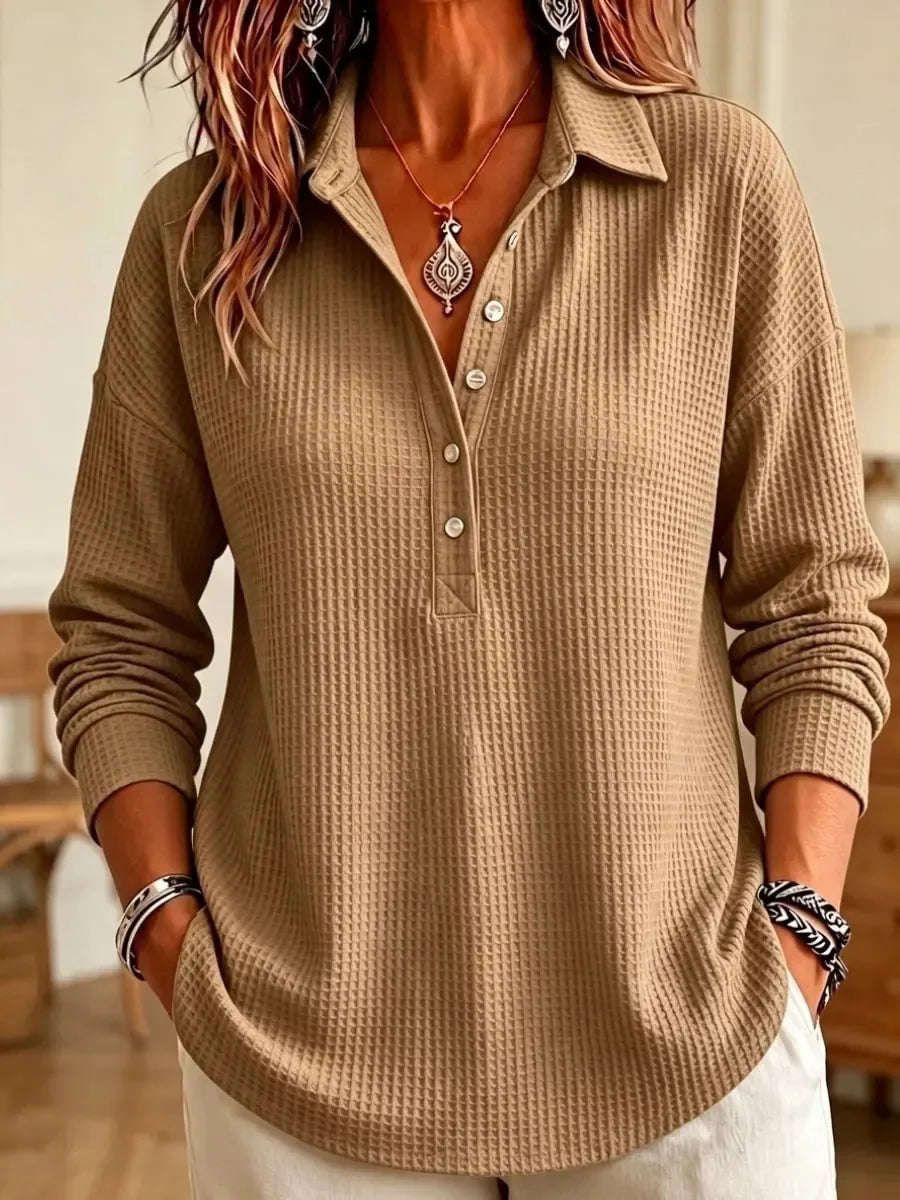 Marlow Waffle Knit Polo Sweater