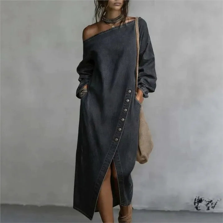 Harlow Off Shoulder Denim Dress