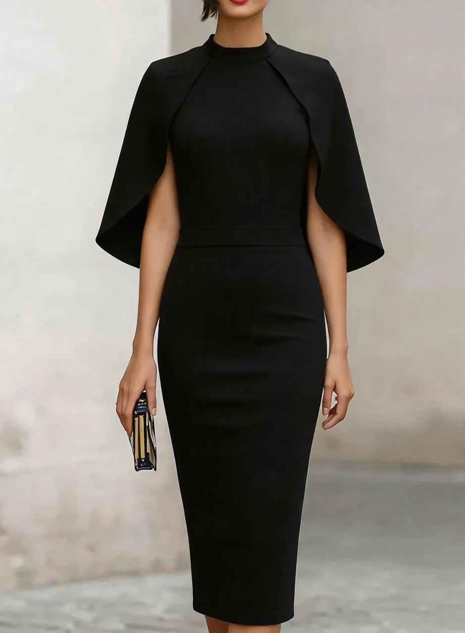 Bianca Cape Sleeve Semi Formal Dress