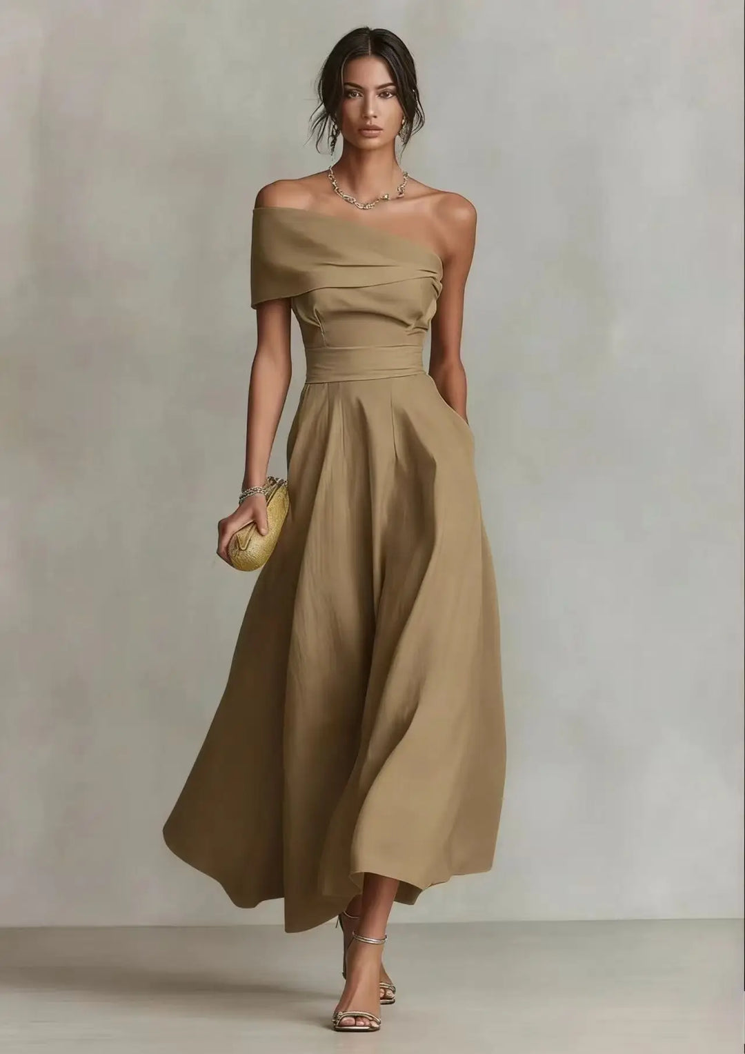 Estella One Shoulder Maxi Wedding Guest Dress
