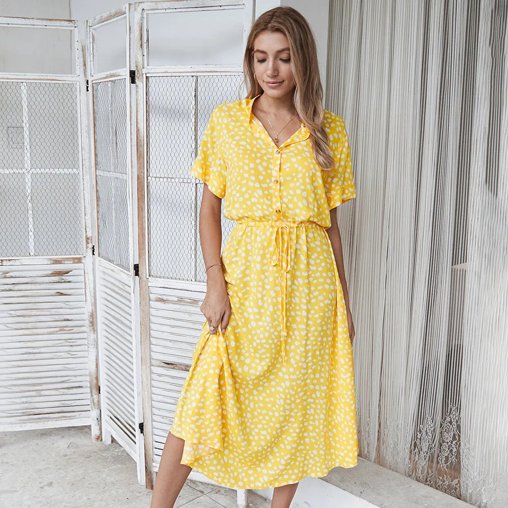 Amabel Printed Midi Shirt Dress