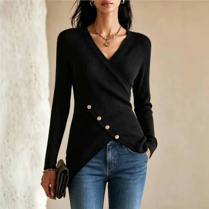 Adalina V Neck Ribbed Sweater