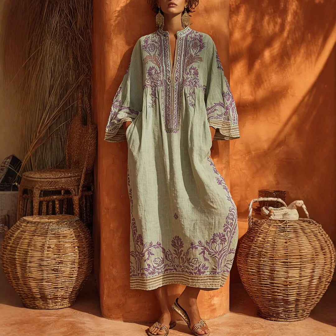 Leonie Bohemian Short Sleeve Maxi Dress
