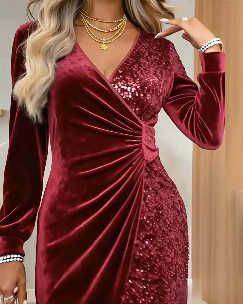 Marceline Sequin Wrap Dress