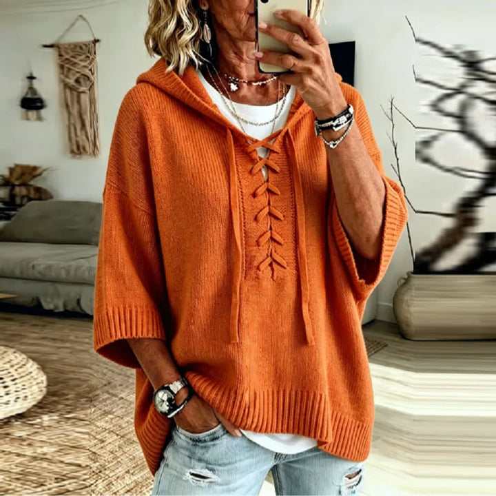 Ruby Lace Up Hooded Pullover