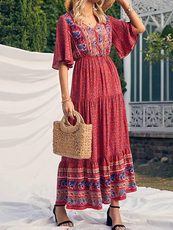 Sandra Flowy Boho Print Maxi Dress