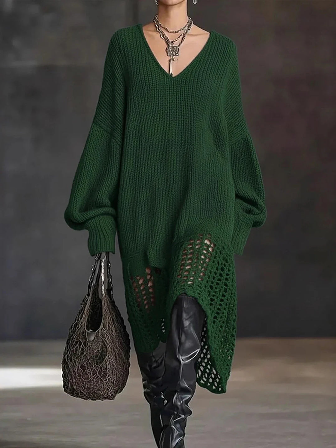 Halina Hollow Out Sweater Dress
