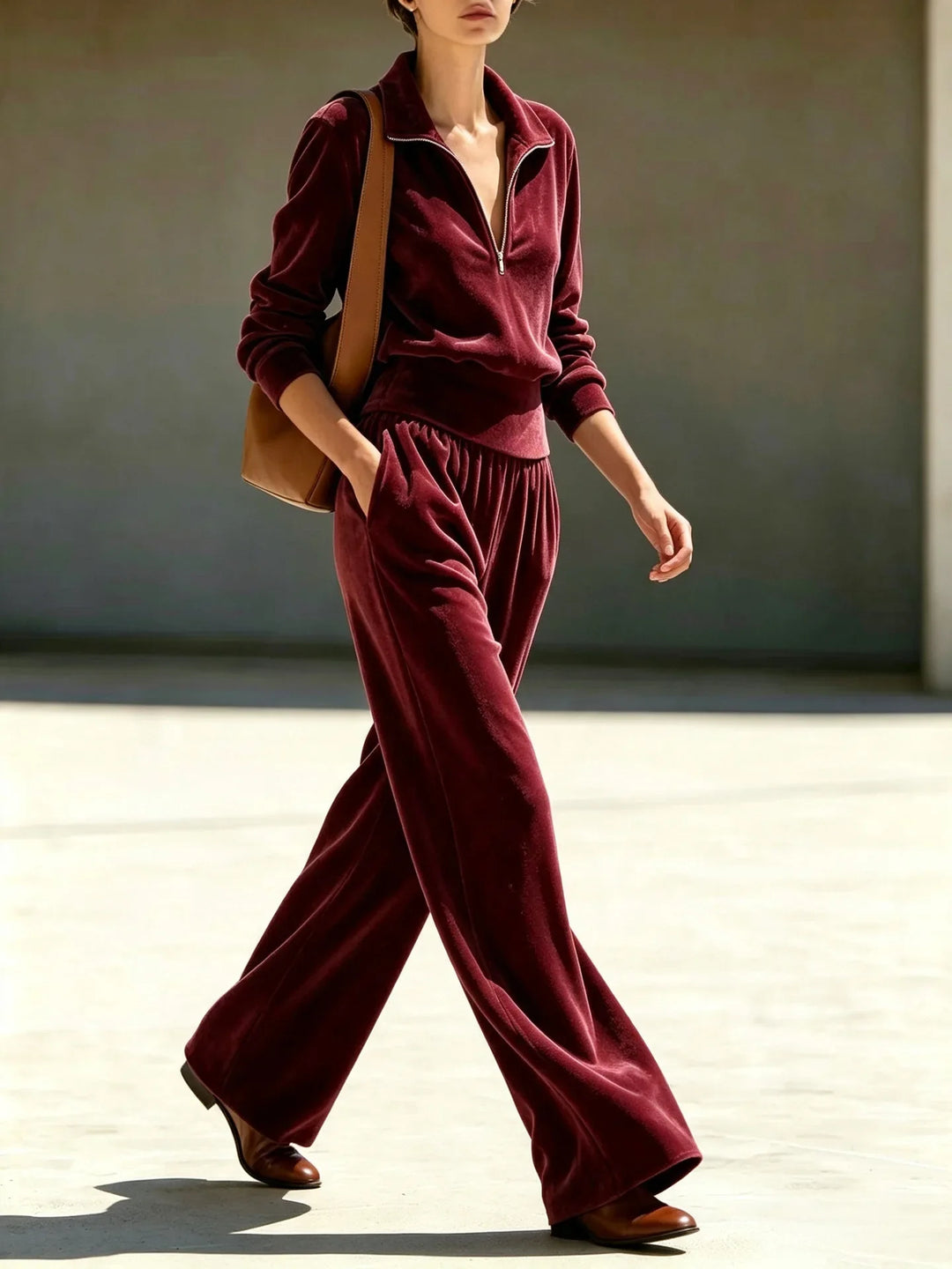 Palmer Velvet Half Zip Tracksuit