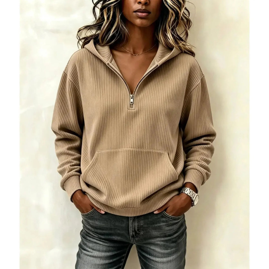 Cosette Half Zip Ribbed Hoodie