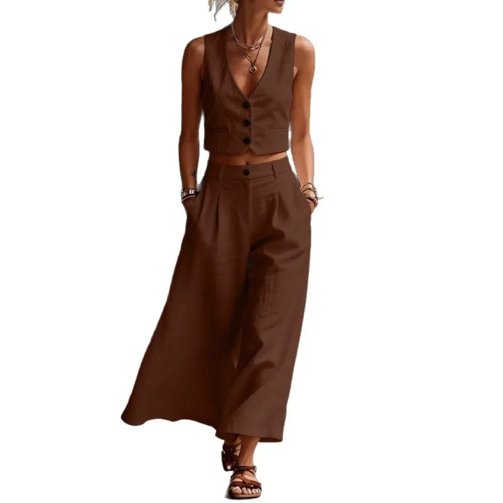 Raina Linen Blend Two Piece Set