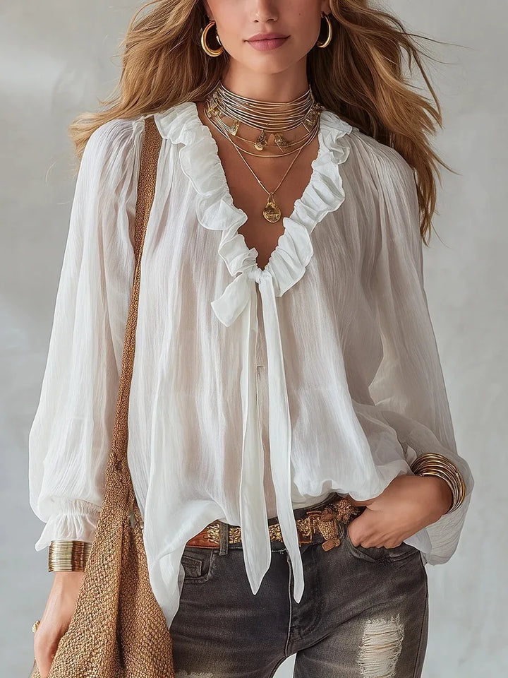 Leona Lace Up Long Sleeve Top
