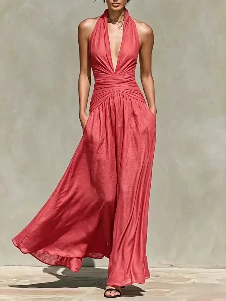 Marielys Ruched Waist Maxi Dress