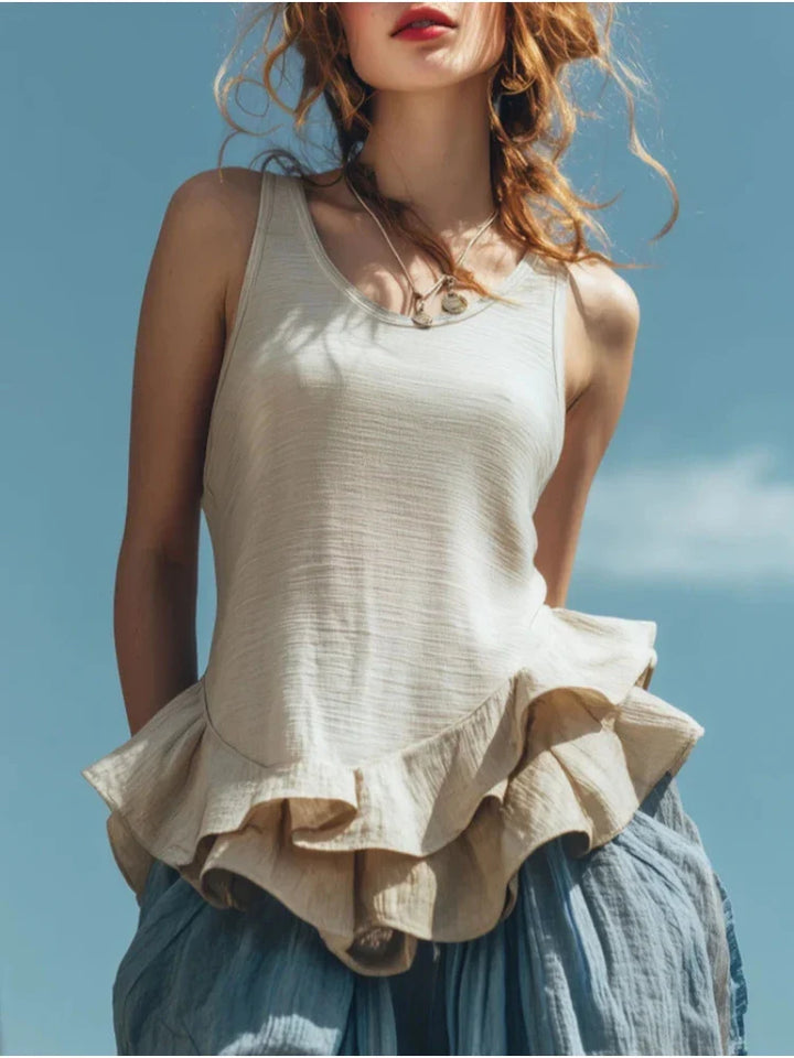 Andrea Ruffle Hem Tank Top