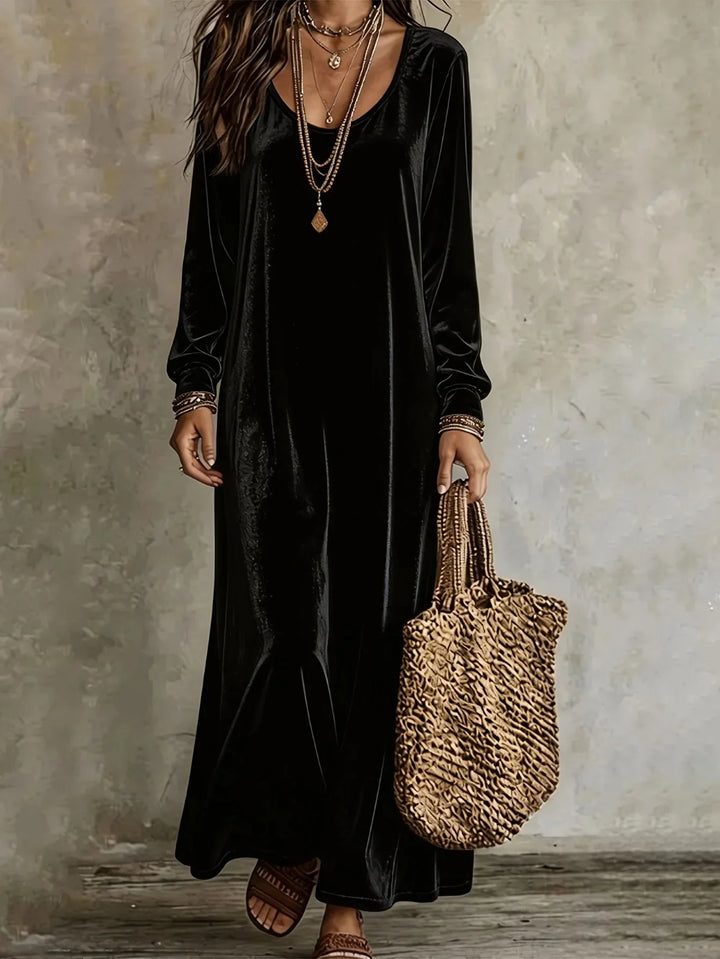 Aster Velvet Finish Maxi Dress