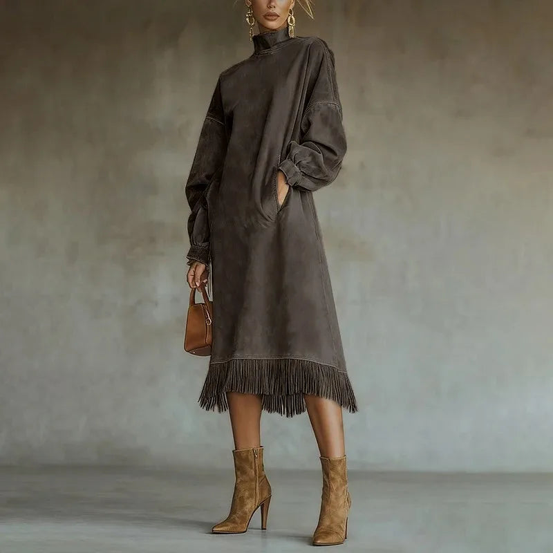 Rosalind Tassel Mock Neck Dress