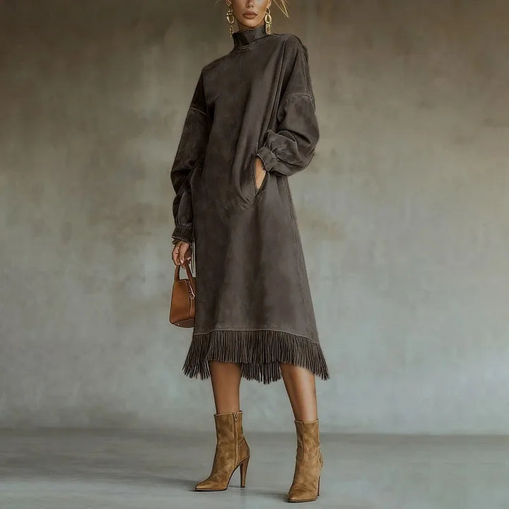 Rosalind Tassel Mock Neck Dress