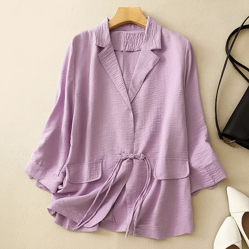 Melissa Drawstring Linen Blazer