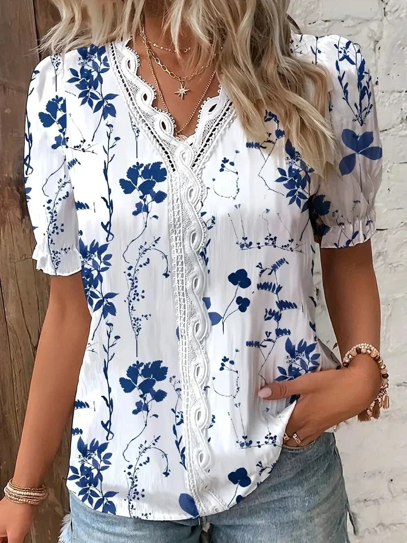 Audrey Floral V Neck Blouse