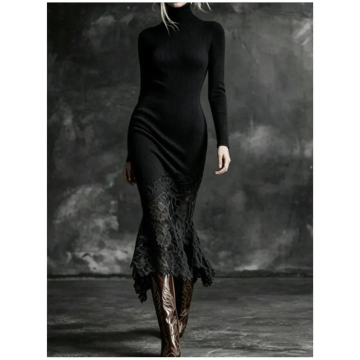 Ines Ribbed Turtleneck Dress