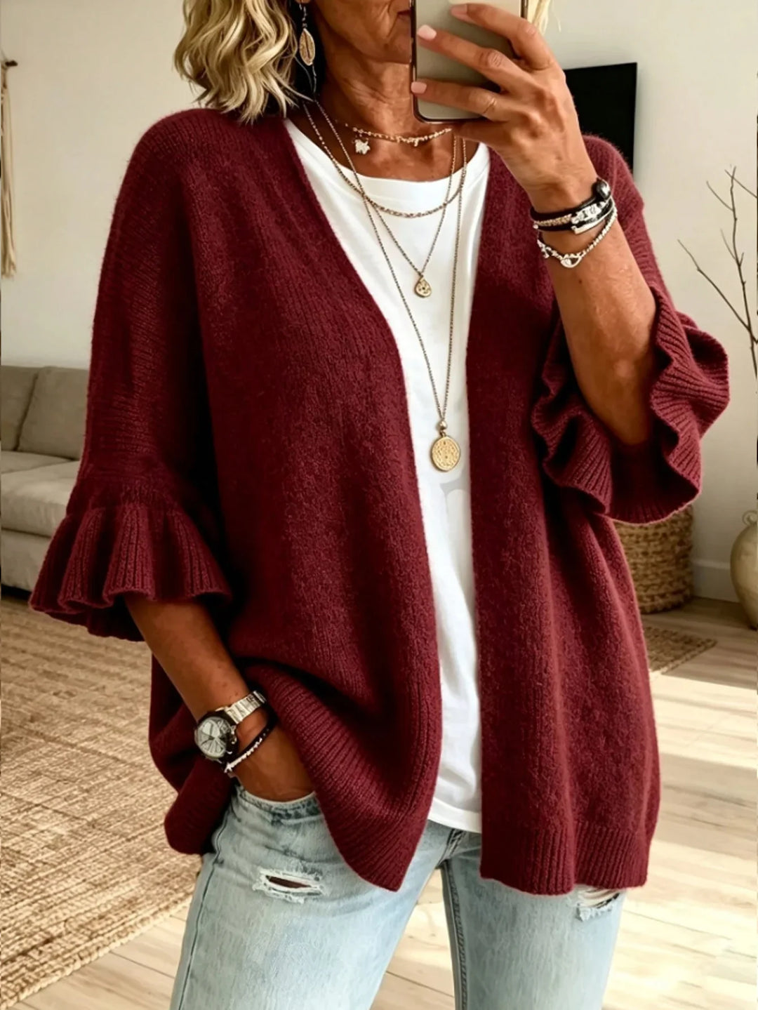 Josselyn Ruffle Sleeve Cardigan