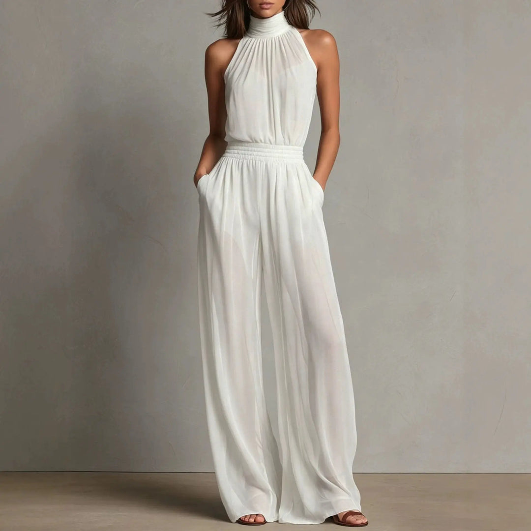 Diya Flowing Halter Wide Leg Jumpsuit