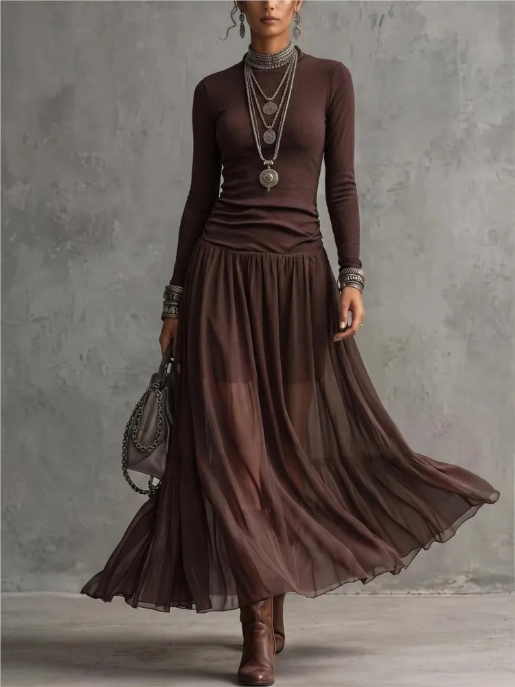 Manon Ruched Mock Neck Dress