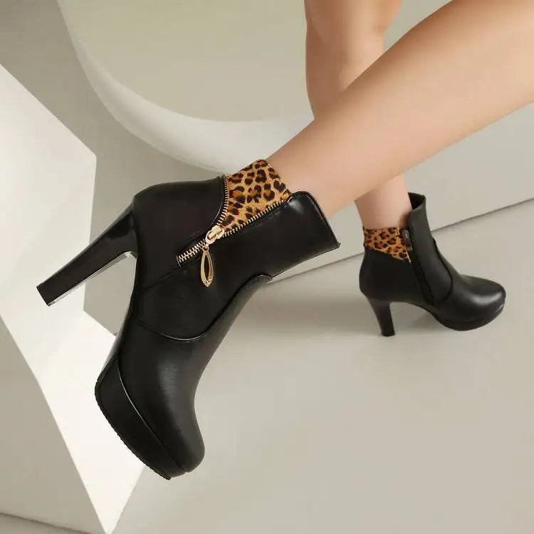 Maren Leopard Panel Ankle Boots