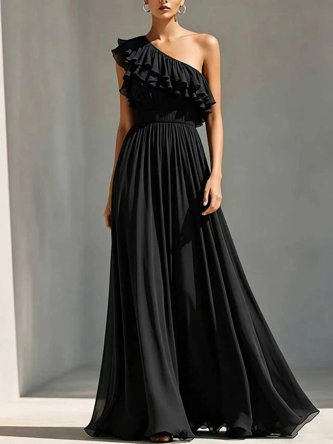 Cassiane One Shoulder Pleated Wedding Guest Dress