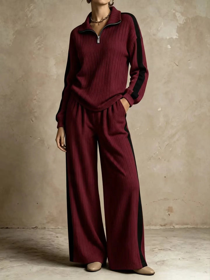 Rosalind Ribbed Half Zip Two Piece Set