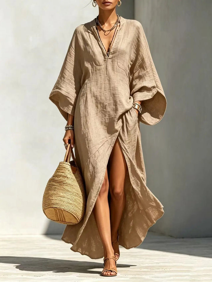 Olive High Slit Boho Maxi Dress