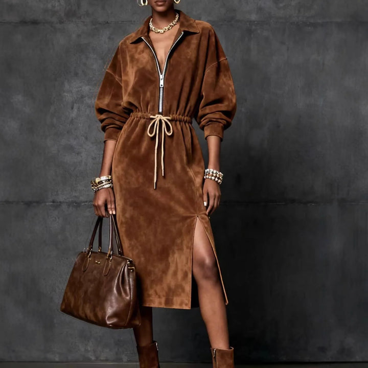Sierra Adjustable Suede Maxi Dress
