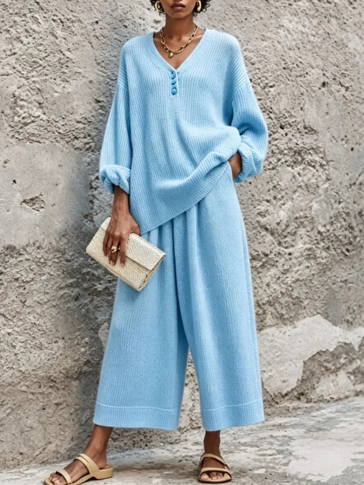Ursula Button Placket Sweater Set