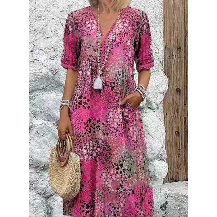 Clara Boho Printed Midi Dress