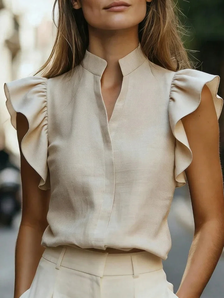 Elora  Ruffle Sleeve V Neck Blouse