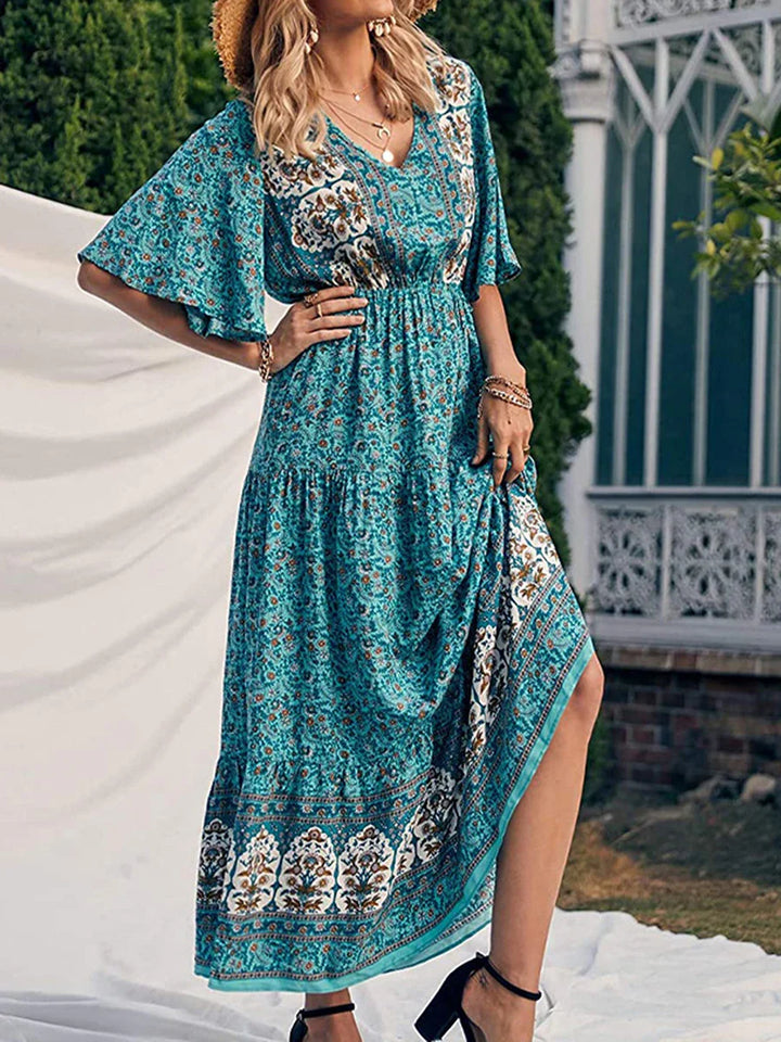 Sandra Flowy Boho Print Maxi Dress