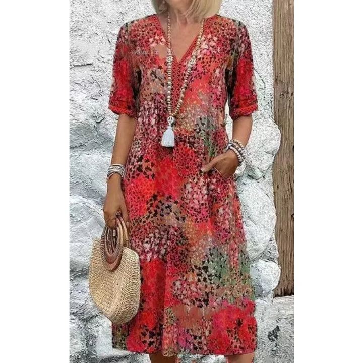 Clara Boho Printed Midi Dress