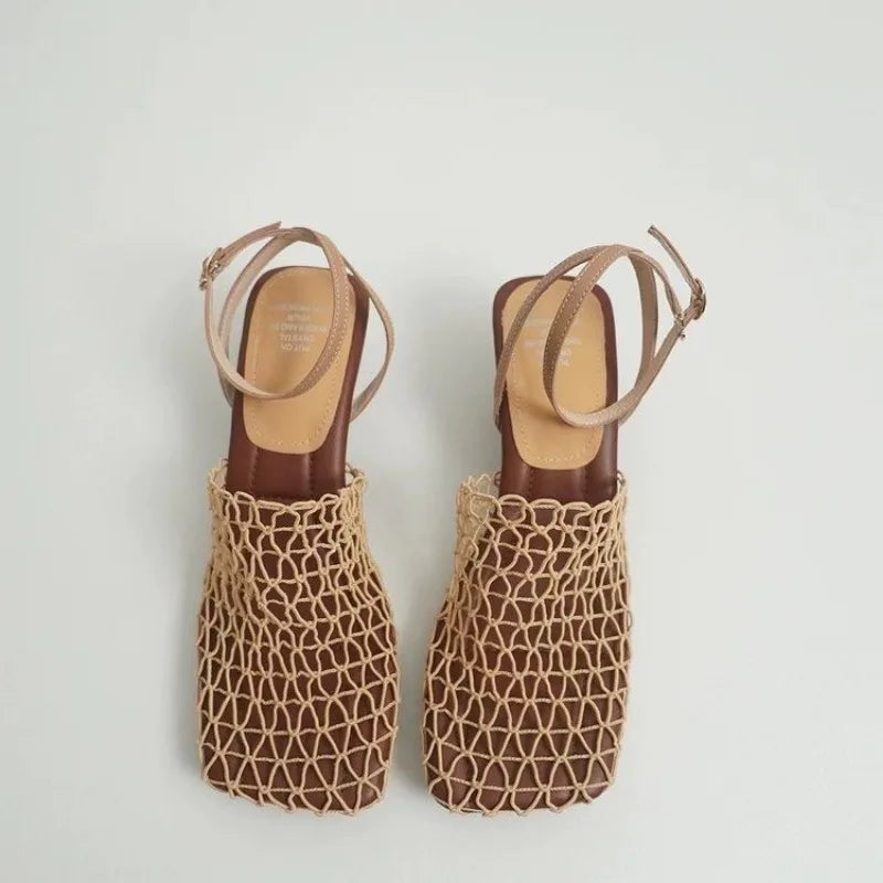 Alvina Square Toe Ankle  Summer Flats